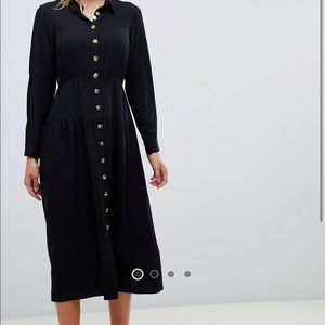 ASOS Design Button Through midi Shirt Dress with Long Sleeves